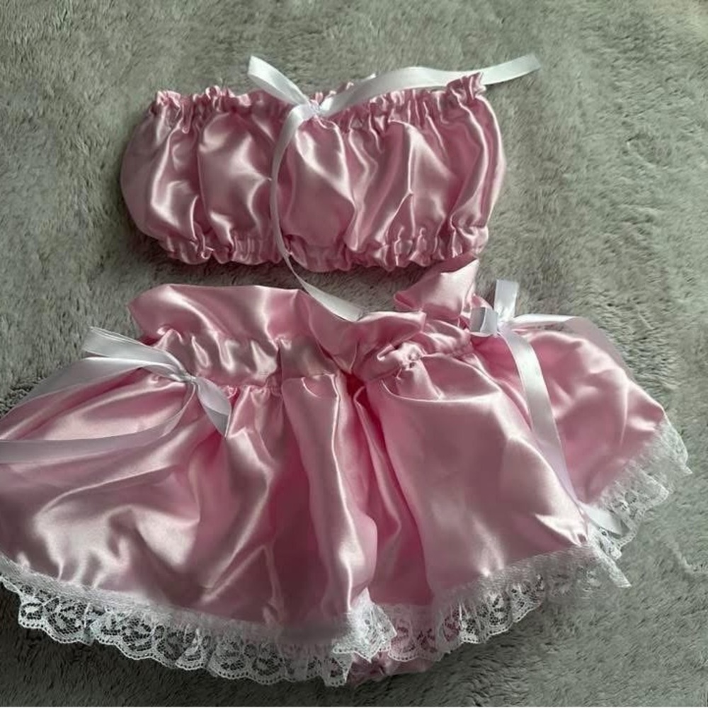 Handmade Satin Scrunch Top + Skirted Bummies